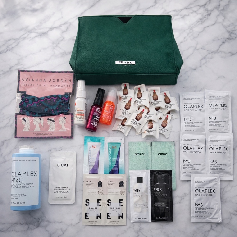 🦋 Luxury Haircare Bundle | Olaplex, OUAI, Amika, Moroccanoil + Prada Bag 🦋